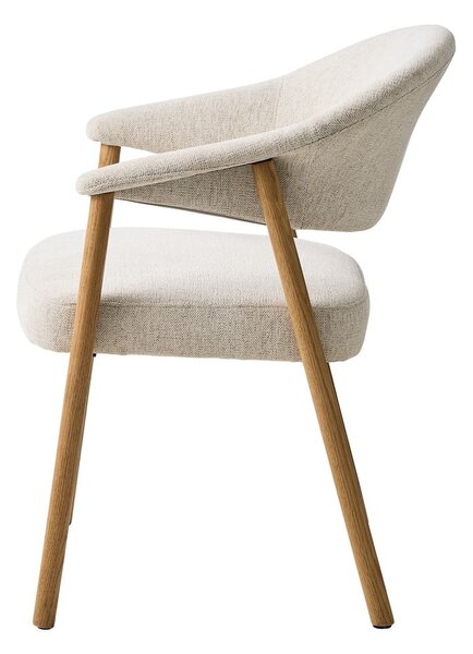 Krem blagovaonske stolice u setu s naslonima za ruke 2 kom od punog hrasta Elk – Unique Furniture
