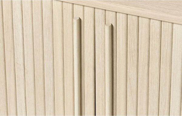 Komoda u dekoru hrasta s kliznim vratima u prirodnoj boji 140x76x45 cm Meta – Unique Furniture