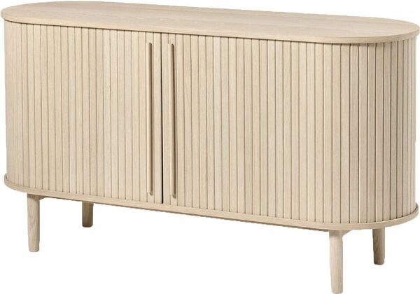 Komoda u dekoru hrasta s kliznim vratima u prirodnoj boji 140x76x45 cm Meta – Unique Furniture