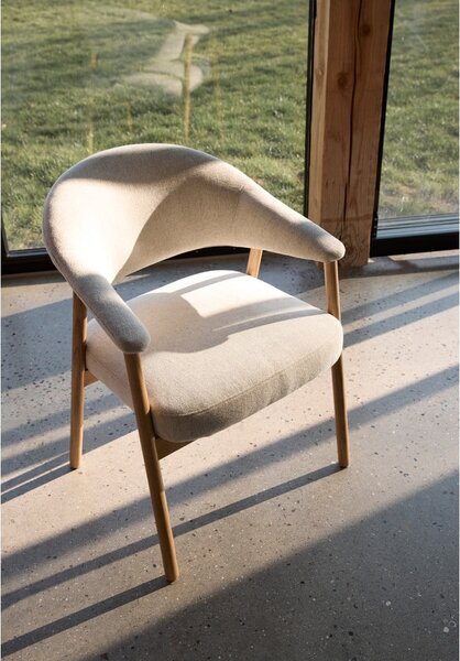 Krem blagovaonske stolice u setu s naslonima za ruke 2 kom od punog hrasta Elk – Unique Furniture