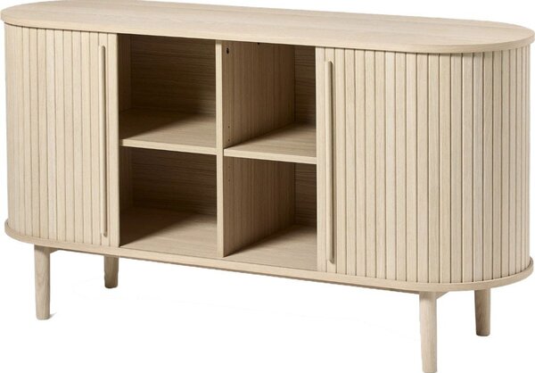 Komoda u dekoru hrasta s kliznim vratima u prirodnoj boji 140x76x45 cm Meta – Unique Furniture