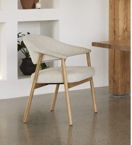 Krem blagovaonske stolice u setu s naslonima za ruke 2 kom od punog hrasta Elk – Unique Furniture