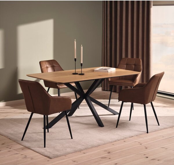 Smeđe podstavljene blagovaonske stolice u setu s naslonima za ruke 2 kom Nolan Square – Unique Furniture