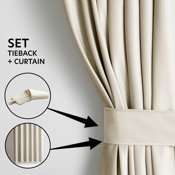 Bež zavjesa za djelomično zamračenje od samta 140x245 cm Pleat – Restilo