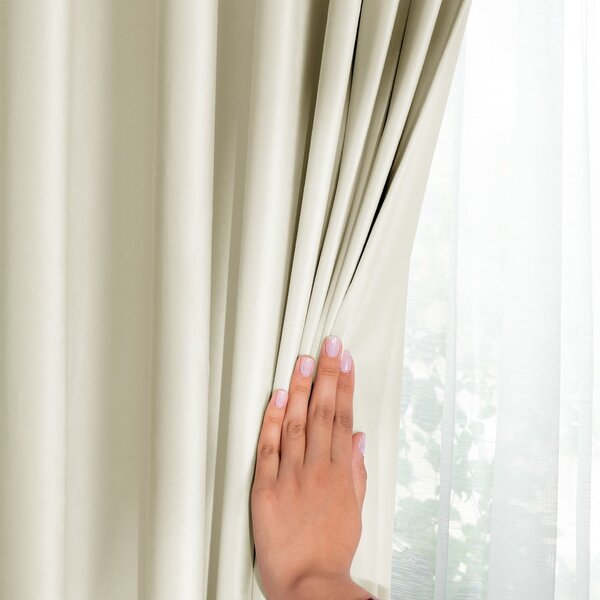 Krem zavjesa za djelomično zamračenje od samta 140x245 cm Pleat – Restilo