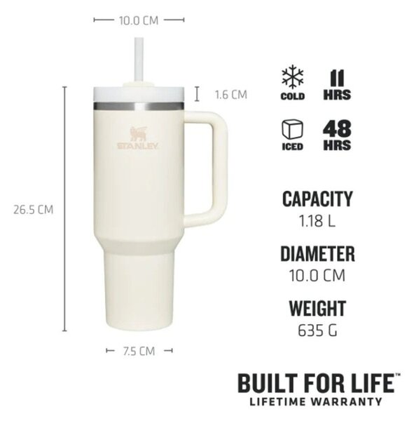 Krem termosica od nehrđajućeg čelika sa slamkom 1,18 l Quencher H2.0 FlowState Tumbler Cream – Stanley