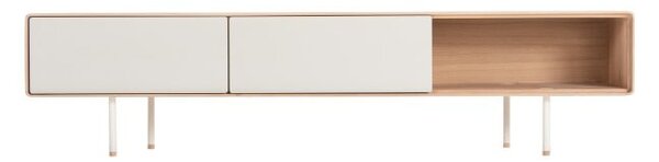 Bijeli TV stol od hrastovine Gazzda Fina širine 200 cm