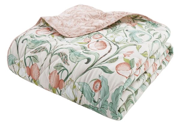 Zeleno-ružičasti pokrivač za bračni krevet 220x230 cm Clarence Floral - Catherine Lansfield