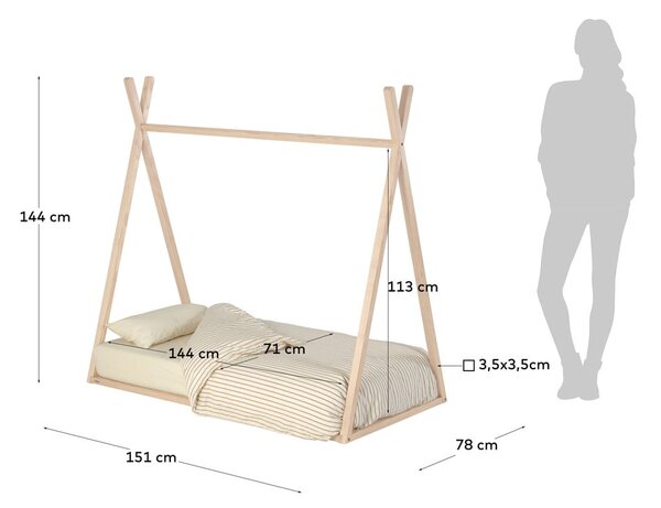 Dječji krevet 70x140 cm u prirodnoj boji Maralis Teepee – Kave Home