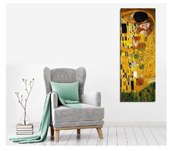 Zidna reprodukcija na platnu Gustav Klimt The Kiss, 30 x 80 cm