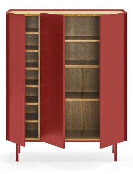 Crvena visoka komoda u dekoru hrasta 95x120 cm Arista – Teulat