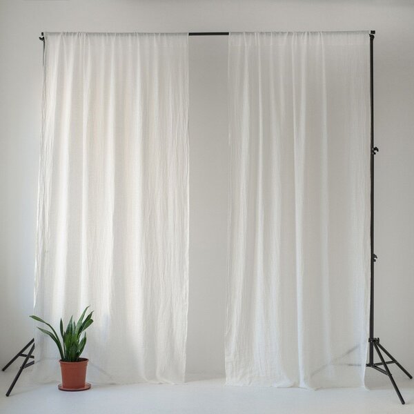 Bijela lanena lagana zavjesa s tunelom Linen Tales Daytime, 250 x 130 cm