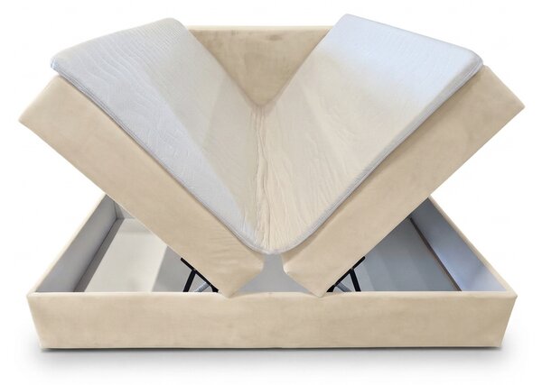 Tapecirani krevet boxspring FORENA 160x200 cm bež. Madrac: Bonell opružni madrac