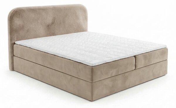Tapecirani krevet boxspring FORENA 160x200 cm bež. Madrac: Bonell opružni madrac