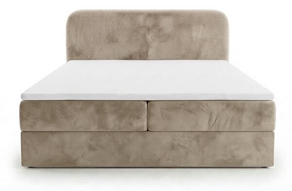 Tapecirani krevet boxspring FORENA 160x200 cm bež. Madrac: Bonell opružni madrac
