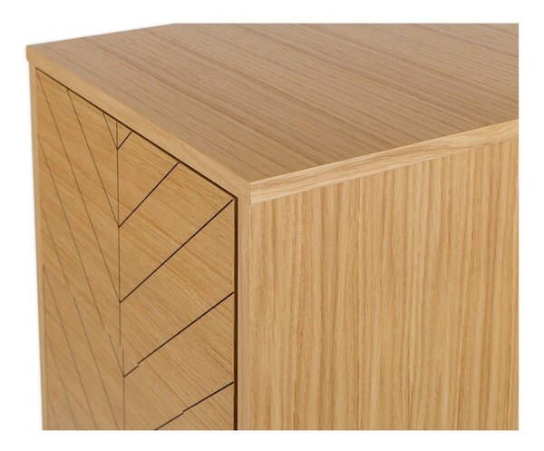 Komoda s detaljima od hrastovog drveta Woodman Camden Herringbone, 40 x 123 cm