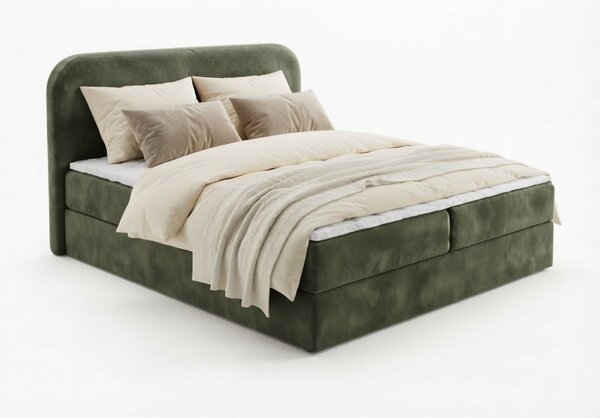 Tapecirani krevet boxspring FORENA 140x200 cm tamno zelena Madrac: Bonell opružni madrac