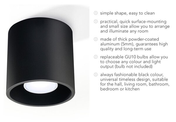 Crna stropna lampa Sollux Roda