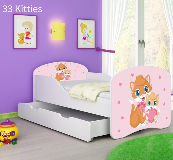 Dječji krevet ACMA s motivom + ladica 140x70 cm 33 Cats