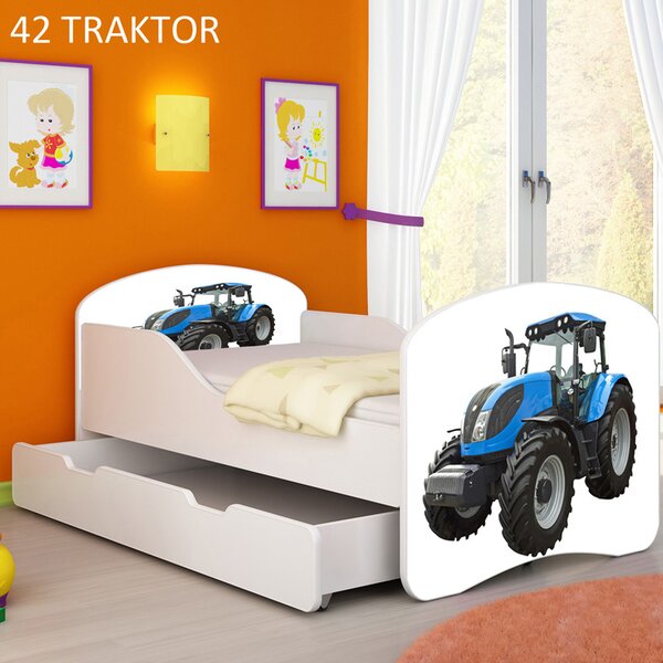 Dječji krevet ACMA s motivom + ladica 140x70 cm 42 Traktor