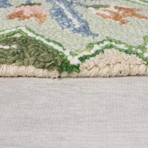 Zeleni ručno rađen vunen tepih 120x170 cm Bryony Shaped Floral – Flair Rugs