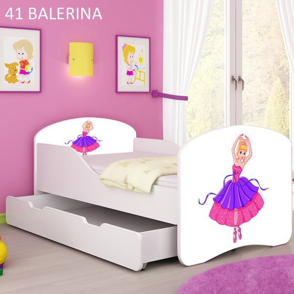 Dječji krevet ACMA s motivom + ladica 140x70 cm 41 Balerina