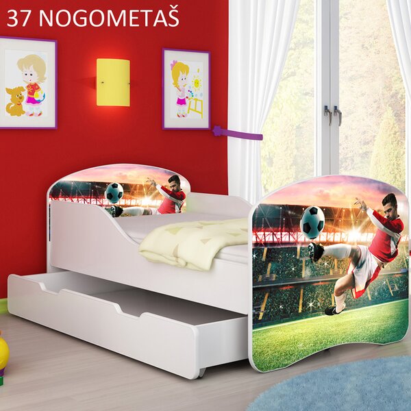 Dječji krevet ACMA s motivom + ladica 140x70 cm 37 Nogometaš