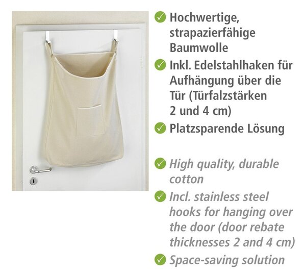 Bež viseća košara za veš Wenkoo Door Laundry, 65 l