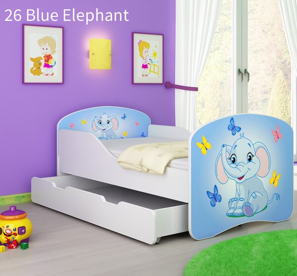Dječji krevet ACMA s motivom + ladica 140x70 cm 26 Blue Elephant