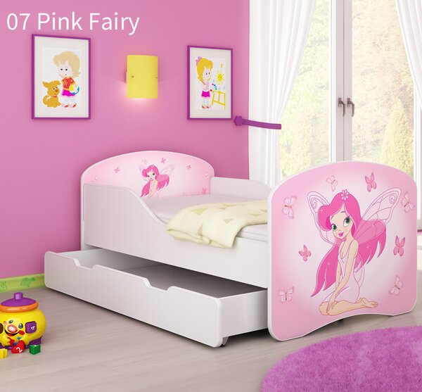 Dječji krevet ACMA s motivom + ladica 140x70 cm 07 Pink Fairy