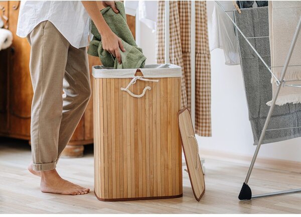 Bambusova košara za rublje u prirodnoj boji 78 l Bamboo – Compactor