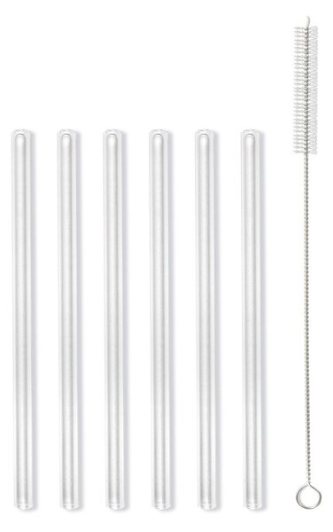 Set s 6 staklenih slamki Vialli Design, dužina 15 cm