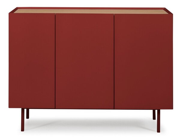 Crvena niska komoda u dekoru hrasta 110x85 cm Arista – Teulat