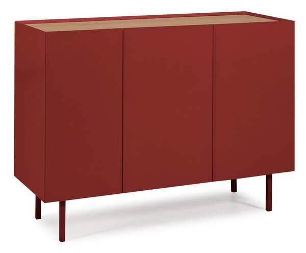 Crvena niska komoda u dekoru hrasta 110x85 cm Arista – Teulat