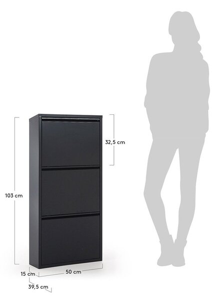 Antracitno sivi metalni preklopni ormarić za cipele 50x103x15 cm Ode – Kave Home