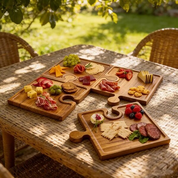 Puzzletray™ Set Drvenih Poslužavnika U Obliku Puzzli