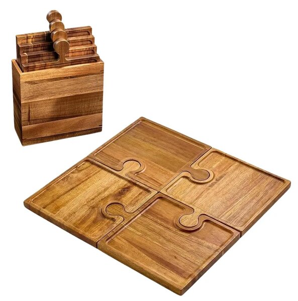Puzzletray™ Set Drvenih Poslužavnika U Obliku Puzzli