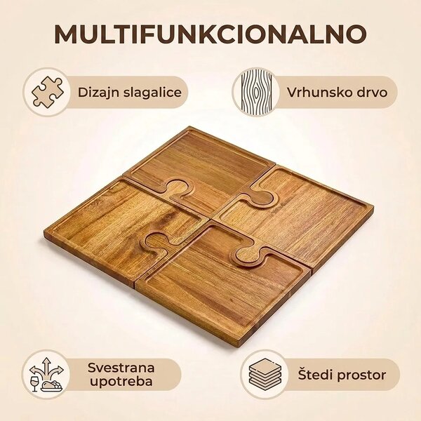 Puzzletray™ Set Drvenih Poslužavnika U Obliku Puzzli