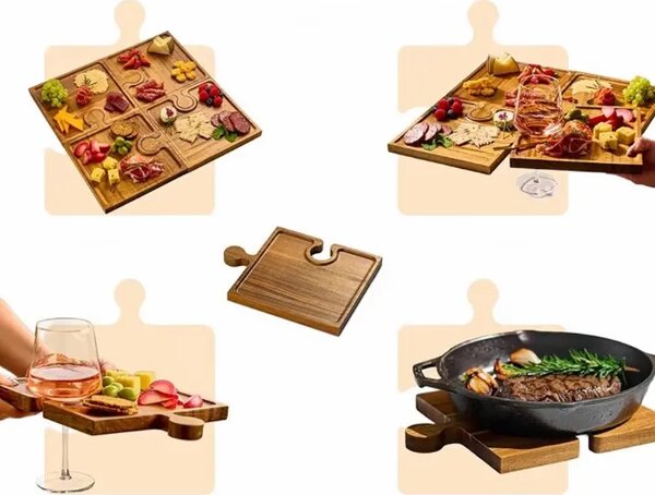 Puzzletray™ Set Drvenih Poslužavnika U Obliku Puzzli