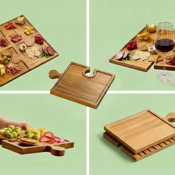 Puzzletray™ Set Drvenih Poslužavnika U Obliku Puzzli
