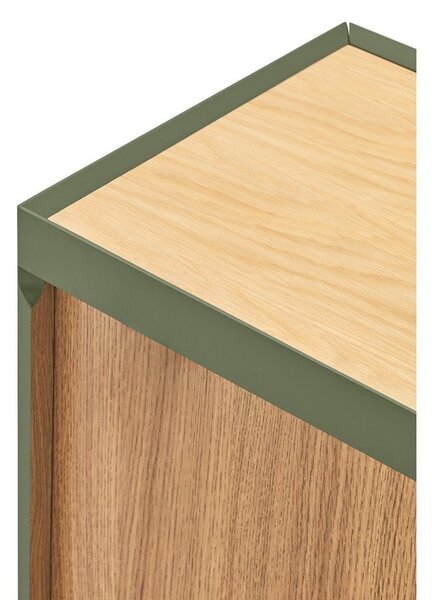 Zelena visoka komoda u dekoru hrasta 95x120 cm Arista – Teulat