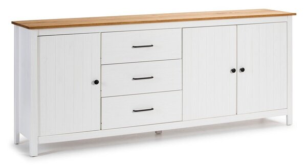 Bijela niska komoda od masivnog bora 190x80 cm Miranda – Marckeric