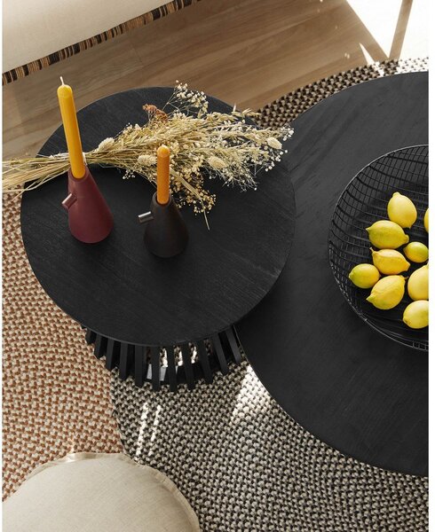 Crni stolić za kavu od tikovine Kave Home Irune, ⌀ 80 cm