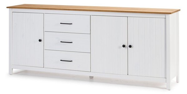 Bijela niska komoda od masivnog bora 190x80 cm Miranda – Marckeric