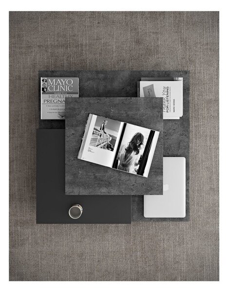 Stol za kavu u betonskom dekoru s crnim detaljima TemaHome Slate