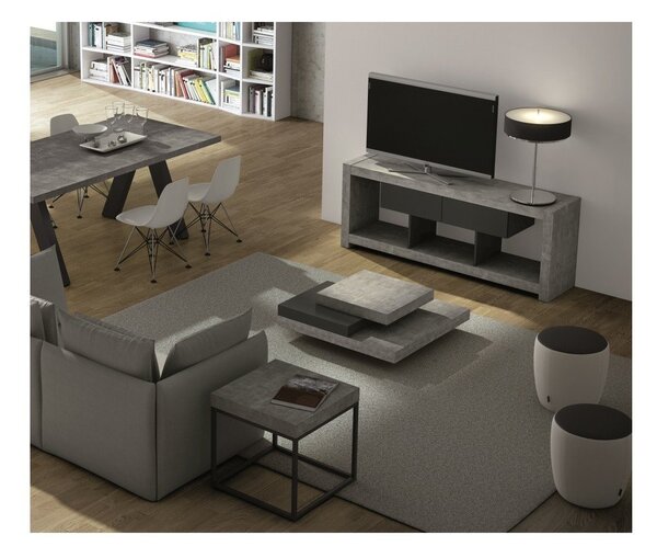 Stol za kavu u betonskom dekoru s crnim detaljima TemaHome Slate