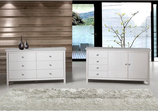 Bijela niska komoda od masivnog bora 130x80 cm Berna – Marckeric