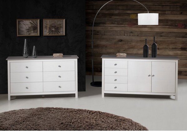 Bijela niska komoda od masivnog bora 130x80 cm Berna – Marckeric
