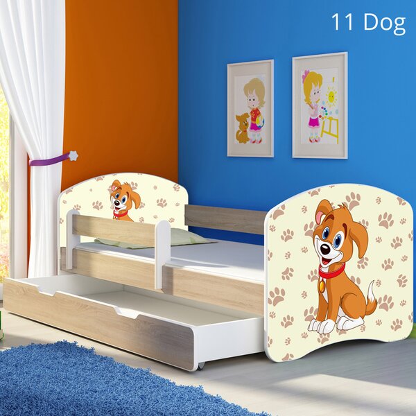 Dječji krevet ACMA s motivom, bočna sonoma + ladica 160x80 cm 11 Dog
