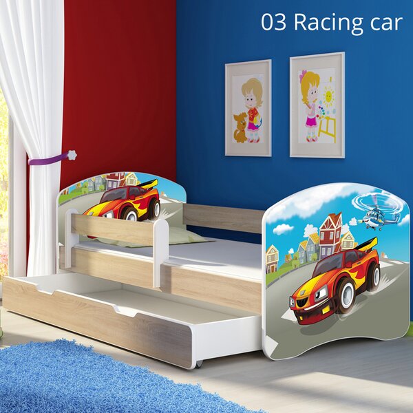 Dječji krevet ACMA s motivom, bočna sonoma + ladica 160x80 cm 03 Racing Car